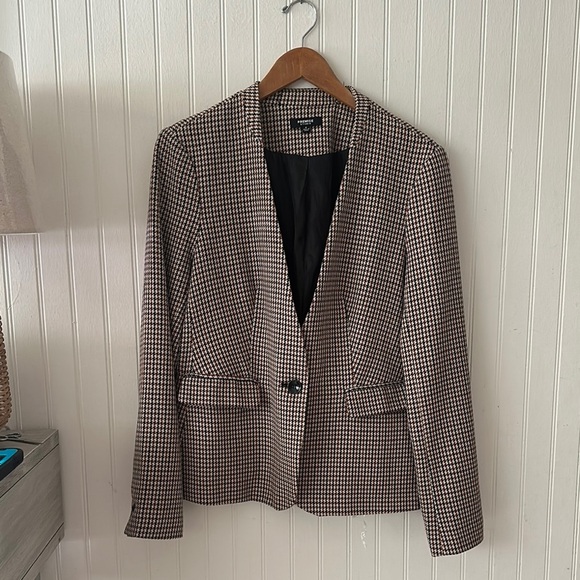 Premise Studio Neutral Colors Houndstooth Blazer sz 8 - Picture 3 of 14